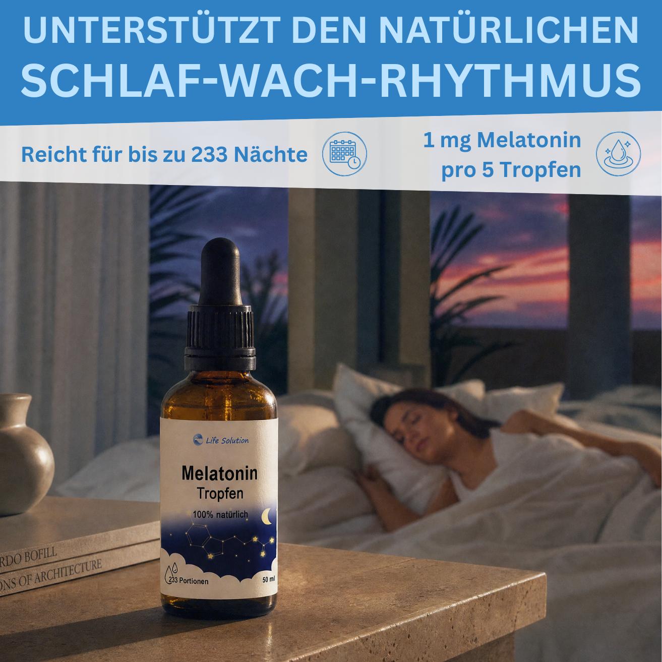 3 flacons de 50 ml de gouttes de mélatonine - Gouttes naturelles pour le sommeil - pour 699 nuits - arôme vanille