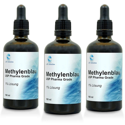 Methylenblau 3x 100ml - 1% Lösung - Pharma Grade - 99,8% Reinheit - Frei von Schwermetallen