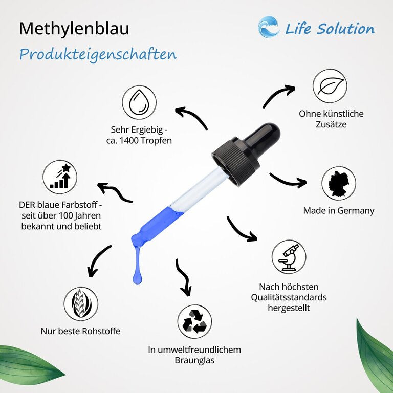Solution de bleu de méthylène à 1 % - Qualité pharmaceutique - 100 ml - Pureté élevée (99,8 %) - Flacon en verre ambré à l'abri de la lumière