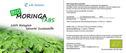 Bio Moringa Presslinge - 300g - 600 Tabletten a 500mg - wie Kapseln