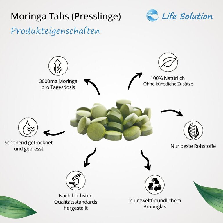 Bio Moringa Presslinge - 300g - 600 Tabletten a 500mg - wie Kapseln