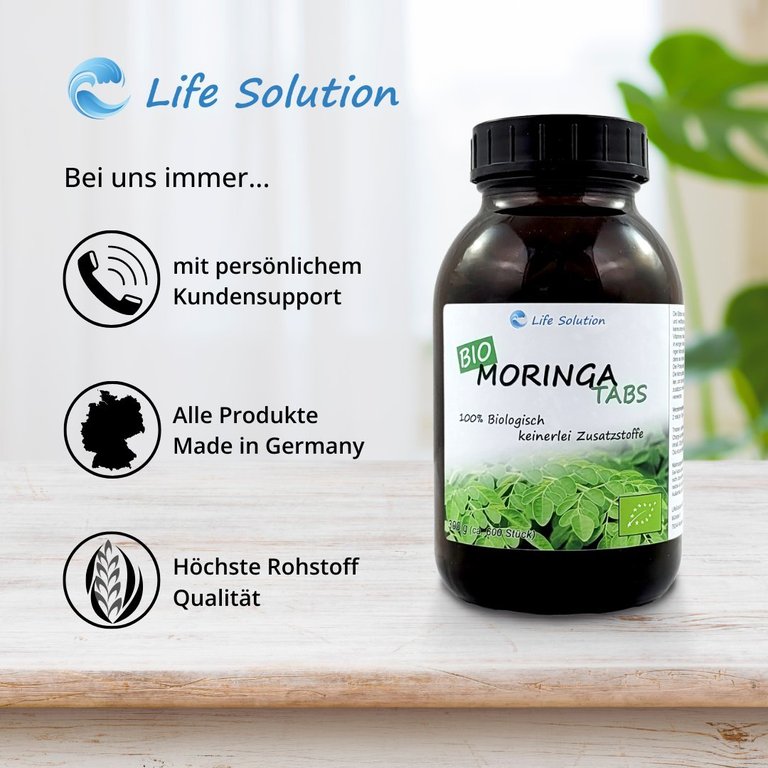 Bio Moringa Presslinge - 300g - 600 Tabletten a 500mg - wie Kapseln