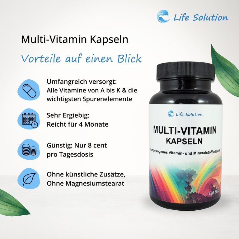 Gélules multivitaminées - 120 gélules - avec minéraux - 615 mg par gélule