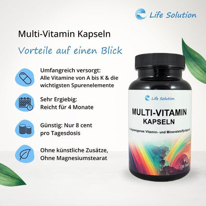 Gélules multivitaminées - 120 gélules - avec minéraux - 615 mg par gélule