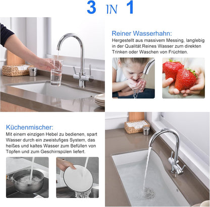 3-way chrome faucet