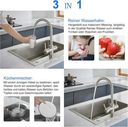 3-way chrome faucet