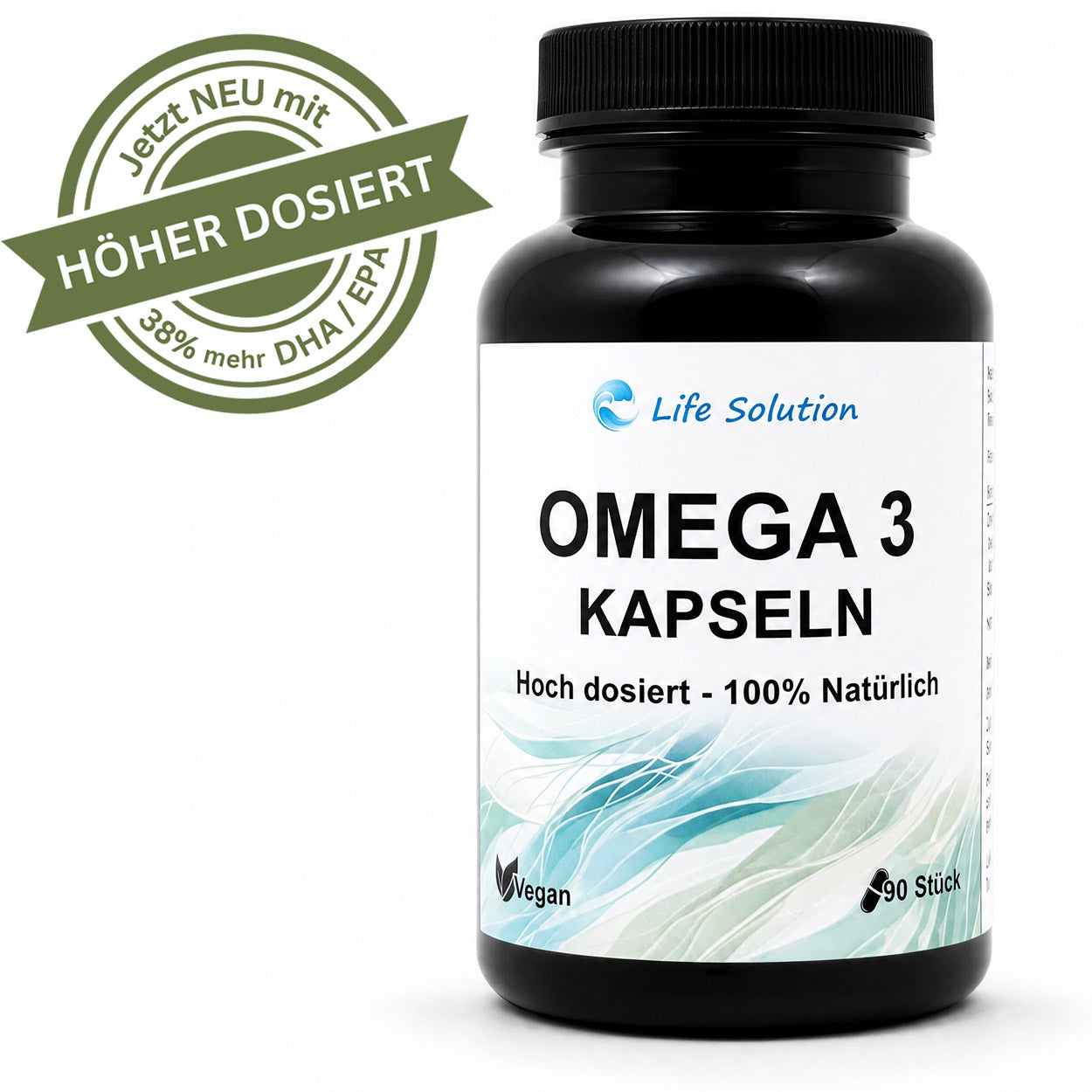 Omega 3 capsules - 90 capsules - from algae oil - high dosage - vegan