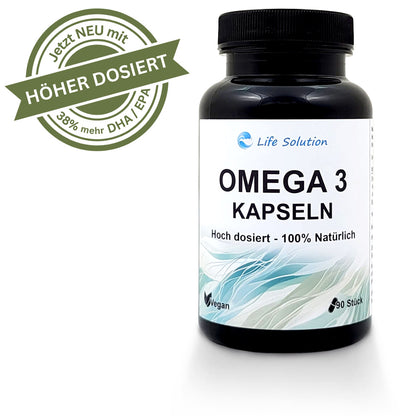 Omega 3 capsules - 90 capsules - from algae oil - high dosage - vegan