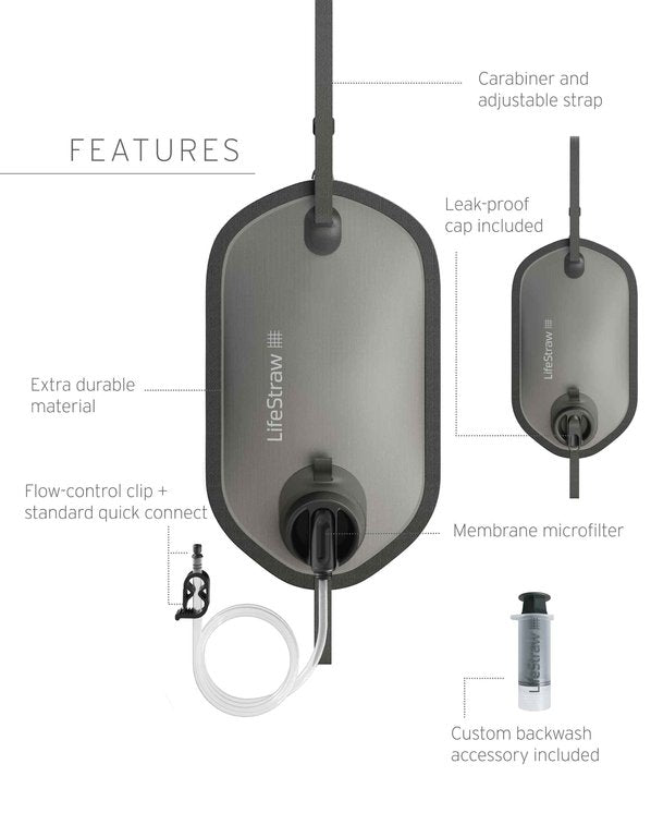 LifeStraw Peak Gravity Filter 8 Liter Beutel inkl. Aktivkohle Add-On