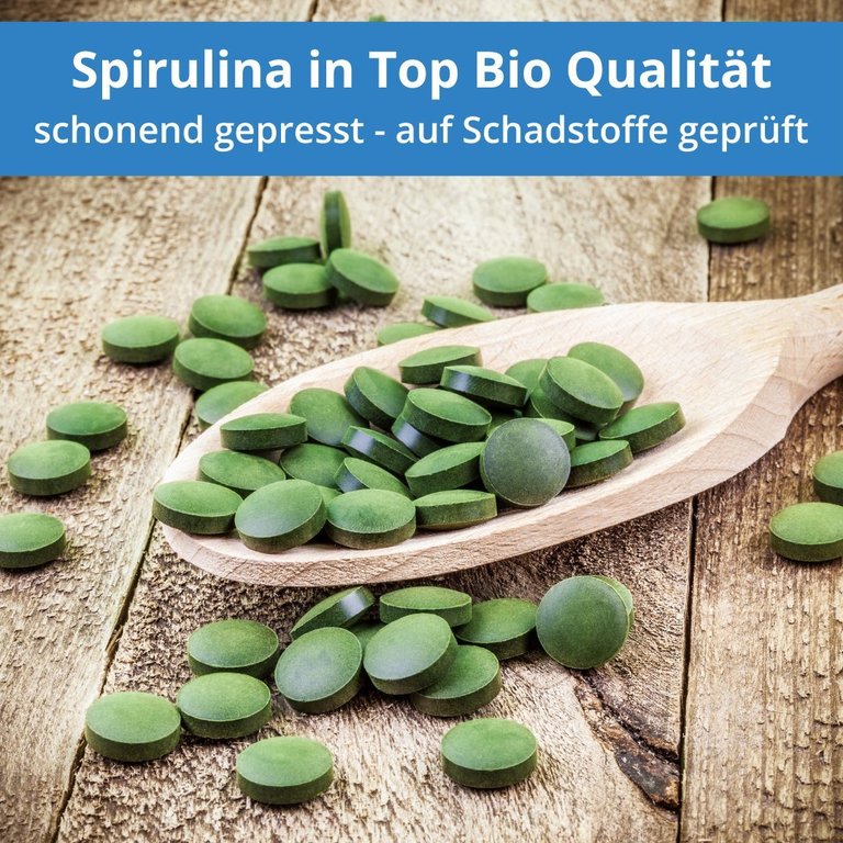 Bio Spirulina Presslinge - 300g - 750 Tabletten je 400mg - wie Kapseln