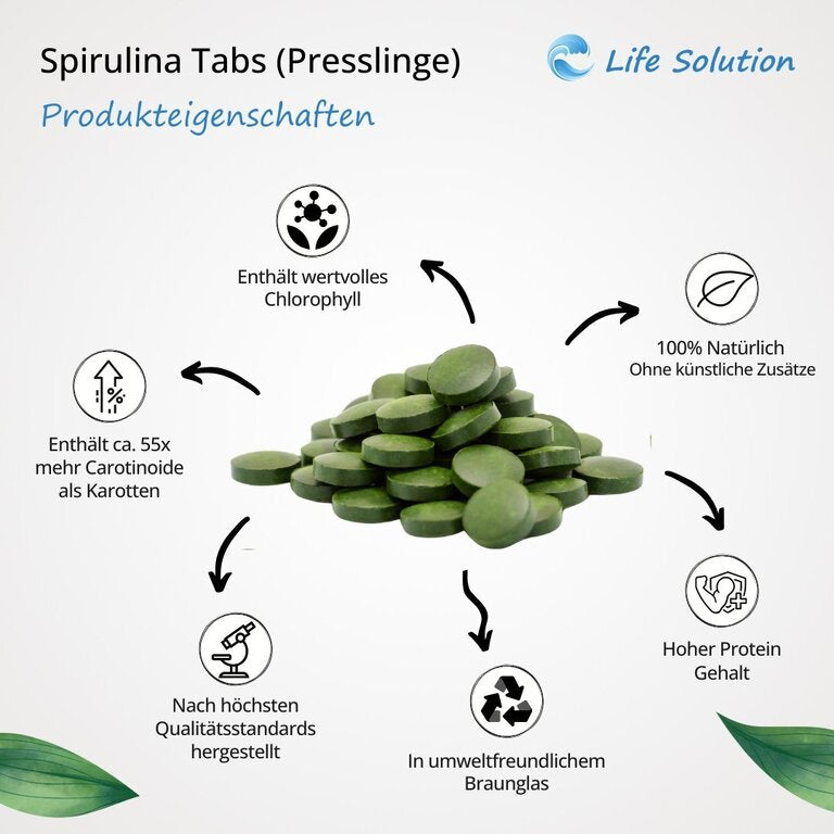 Bio Spirulina Presslinge - 300g - 750 Tabletten je 400mg - wie Kapseln