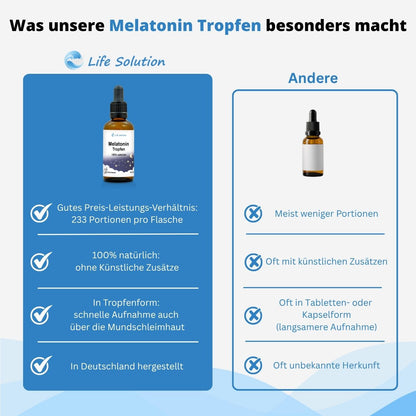 3 flacons de 50 ml de gouttes de mélatonine - Gouttes naturelles pour le sommeil - pour 699 nuits - arôme vanille