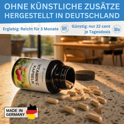 Vitamin C Kapseln - 180 Stück - 100% natürlich - aus Acerola Kirschextrakt