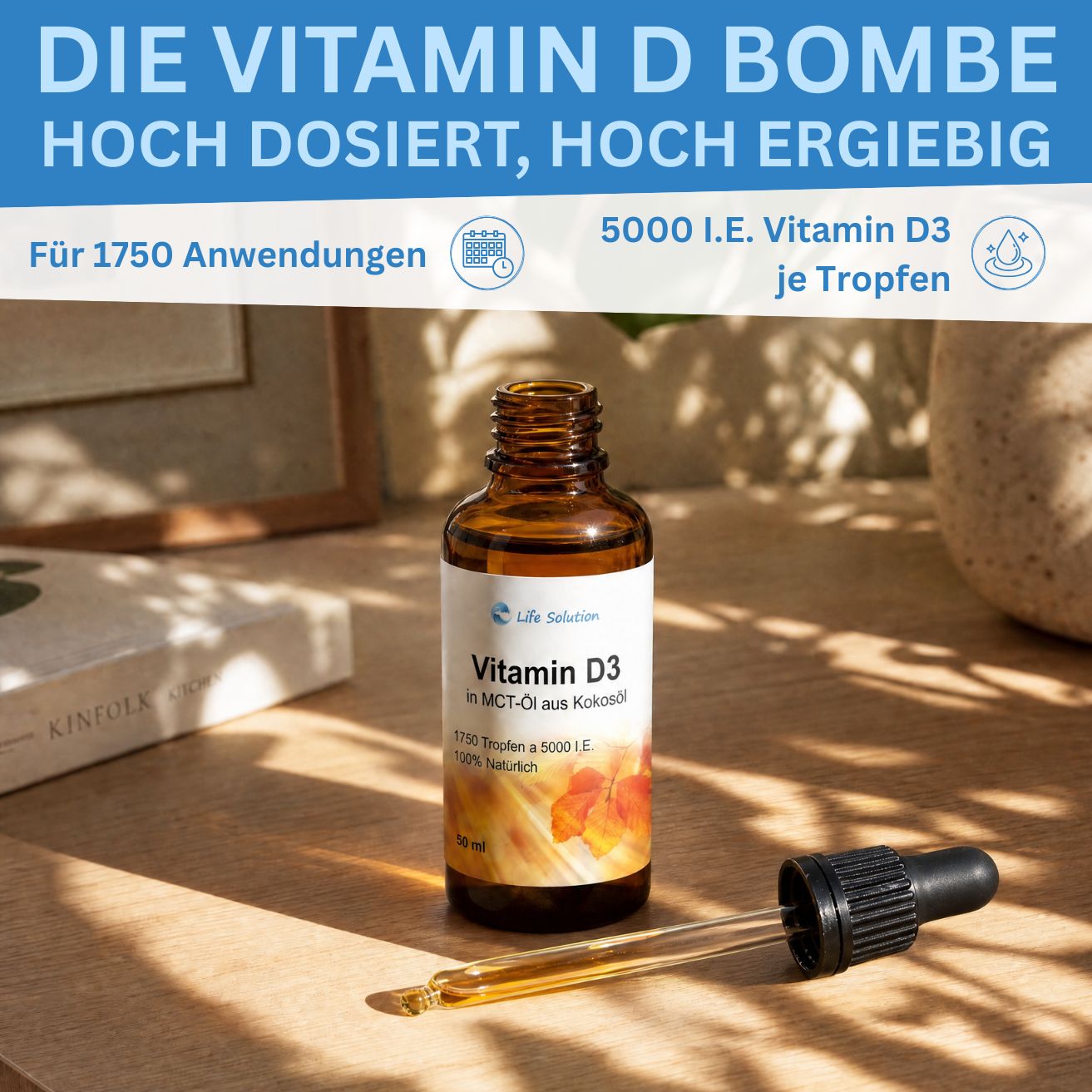 Gouttes de vitamine D3 - 5000 UI par goutte - 1700 gouttes