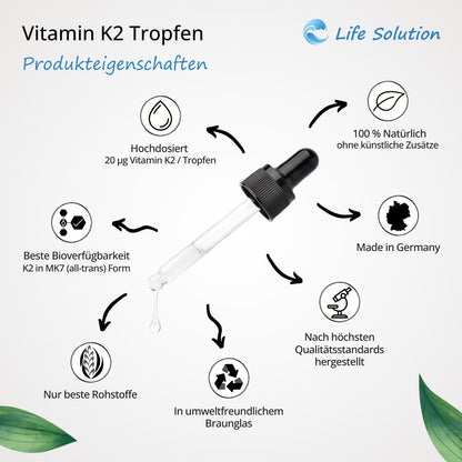 Vitamin K2 drops - 20 µg K2 - per drop - 1700 drops