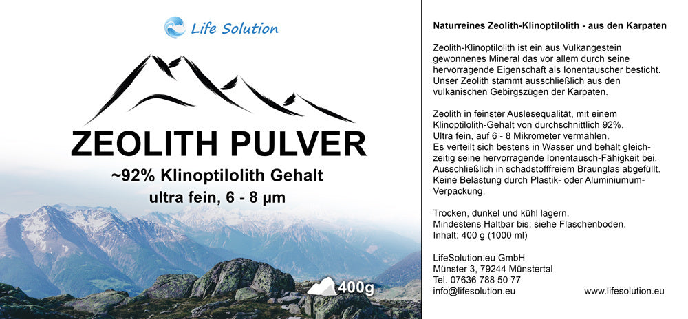 Zeolith Pulver 400 g - Klinoptilolith ~92 % - ultrafein (6–8 μm) - naturrein aus den Karpaten