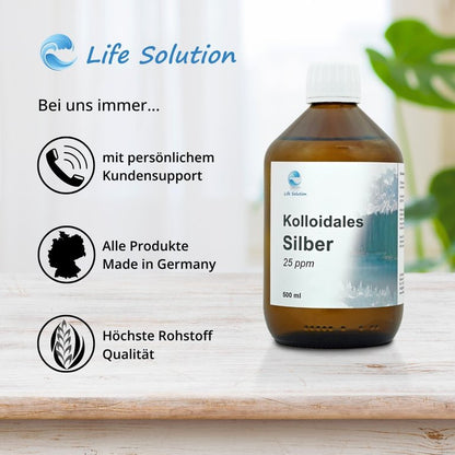 Kolloidales Silber - 25 ppm - 500 ml - aus 99,99% Reinstsilber