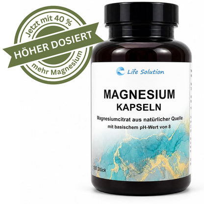 Magnesium Kapseln - 180 Stück - mit basischem, natürlichem Magnesiumcitrat