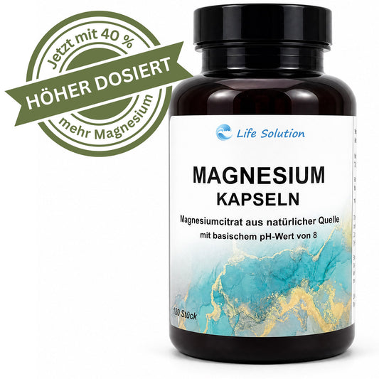 Magnesium Kapseln - 180 Stück - mit basischem, natürlichem Magnesiumcitrat