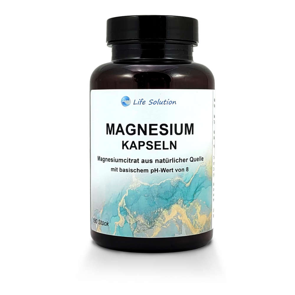 Magnesium Kapseln - 180 Stück - mit basischem, natürlichem Magnesiumcitrat